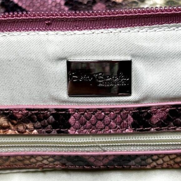 Betty Barclay Faux Snake Skin Crossbody Bag with Wristlet Handle Pink Tan Green - Picture 8 of 13